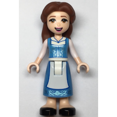 belle - medium blue dress open mouth smile