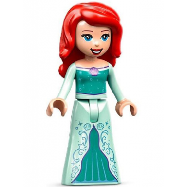 ariel human light nougat - light aqua dress with stars medium lavender shell dark purple trim red hair with right side part