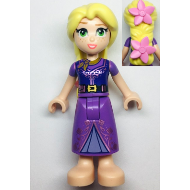 rapunzel - mini doll bright pink flowers dark purple vest closed
