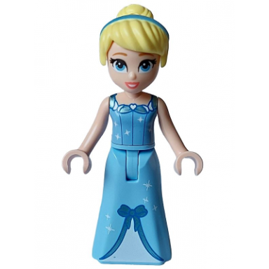 cinderella - dress with sparkles and bow bright light blue top coral lips thin hinge