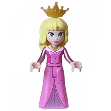 aurora - dark pink dress metallic pink sleeves gold necklace and crown tiara