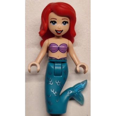 ariel mermaid light nougat - medium lavender shell bra top dark turquoise tail medium blue eyes