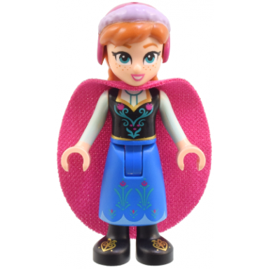 anna - blue skirt black boots and black top light aqua sleeves magenta cape