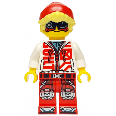 cooper - black visor white hoodie red legs