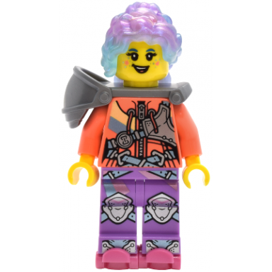 izzie isabel christina garcia - coral sweater with stripes flat silver shoulder armor dark pink roller skates