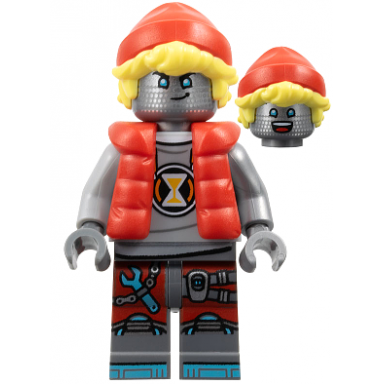cooper - robot with red cap and puffer vest