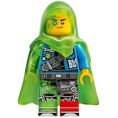 mateo - dark azure jacket trans-bright green cape with hood 71499
