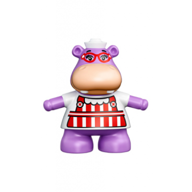 duplo hippo small with red and white apron pattern hallie