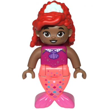 duplo figure disney princess ariel coral and dark pink tail mermaid