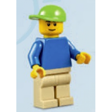 plain blue torso tan legs lime short bill cap