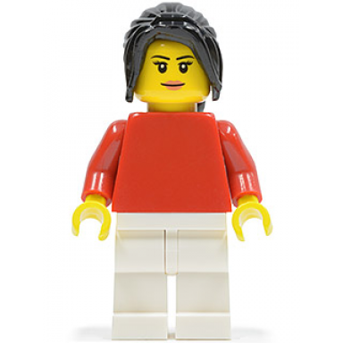 plain red torso white legs black hair ponytail long with side bangs