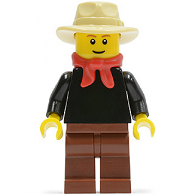 gold prospector - male black torso reddish brown legs tan fedora hat red bandana reddish brown eyebrows