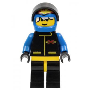 extreme team - blue blue flame helmet white bangs messy hair