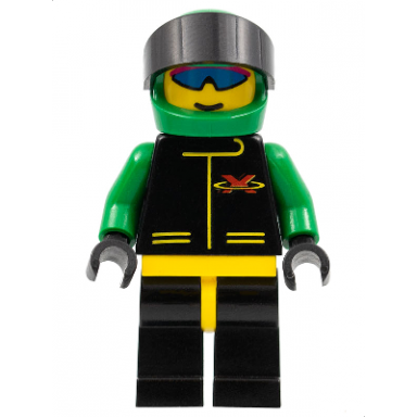extreme team - green black legs with yellow hips green helmet plain