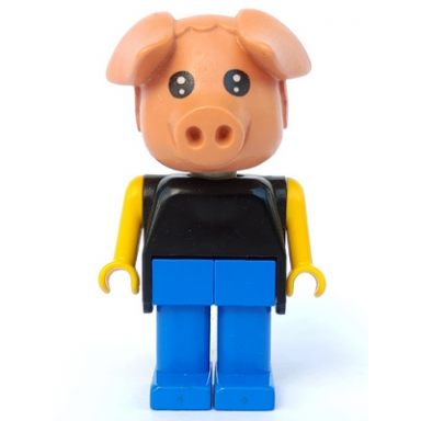 fabuland pig - hugo hog blue legs black top yellow arms