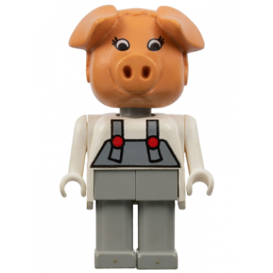 fabuland pig - patricia piglet pat light gray legs overalls white top