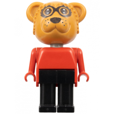 fabuland bear - roger raccoon black legs red top small eyes mask