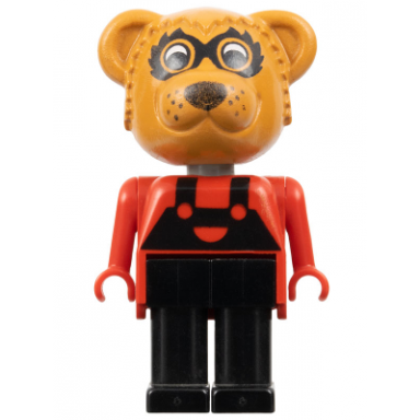 fabuland bear - ricky raccoon black legs overalls red top small eyes mask