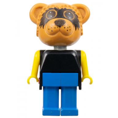 fabuland bear - ricky raccoon blue legs black top yellow arms large eyes mask