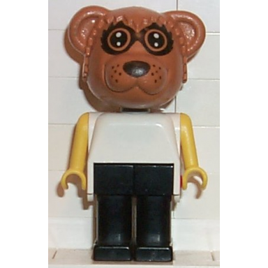 fabuland bear - ricky raccoon black legs white top yellow arms small eyes mask