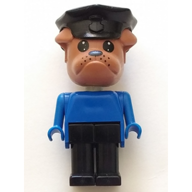 fabuland bulldog - bertie bulldog police chief brown head black police hat