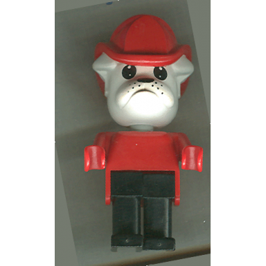 fabuland bulldog - buster bulldog fireman white head red fire helmet and top