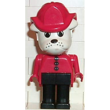fabuland bulldog - fireman white head red fire helmet and top with buttons