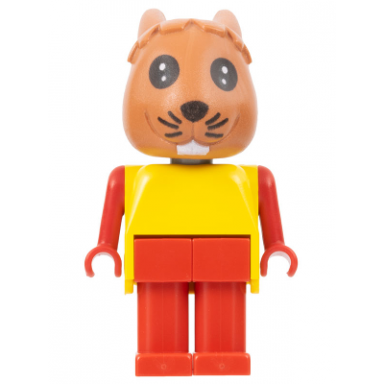 fabuland rabbit - rufus rabbit brown head red legs and arms yellow top