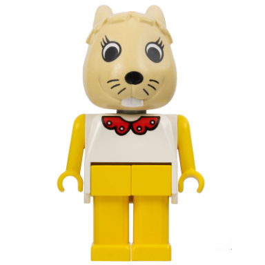 fabuland rabbit - bonnie bunny tan head yellow legs and arms white top with red collar