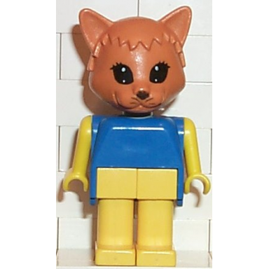 fabuland cat - charlie cat brown head yellow legs and arms blue top
