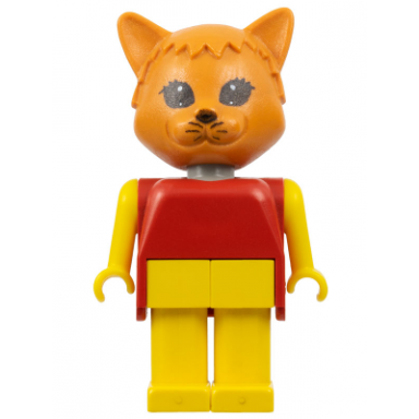 fabuland cat - charlie cat brown head yellow legs and arms red top