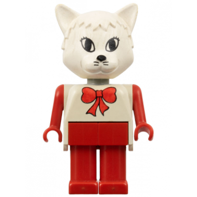 fabuland cat - catherine cathy cat cook white head and top with red bow