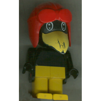 fabuland bird - charlie joe crow black head red pilot helmet black eyes