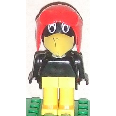 fabuland bird - charlie joe crow black head red pilot helmet white eyes