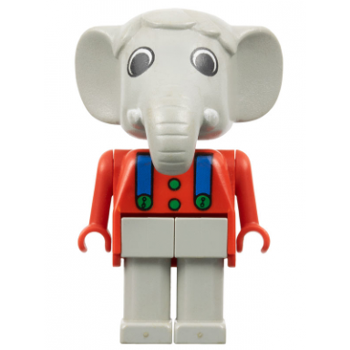 fabuland elephant - edward elephant light gray legs red top and arms blue braces