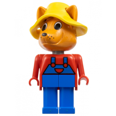 fabuland fox - freddy fox blue legs overalls red top yellow hat