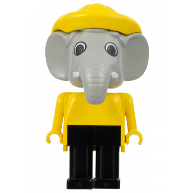 fabuland elephant - edward elephant black legs yellow raincoat and hat white eyes