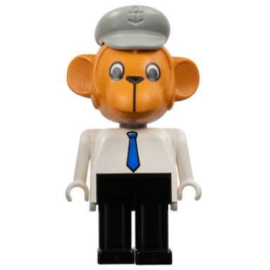 fabuland monkey - mike monkey chauffeur brown head blue tie light gray hat