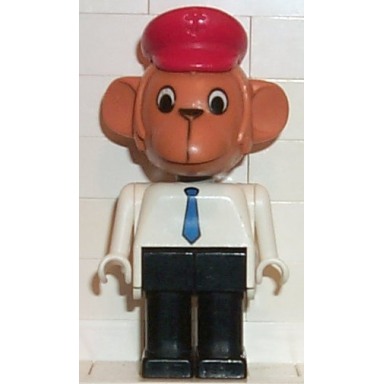 fabuland monkey - mike monkey chauffeur brown head blue tie red hat