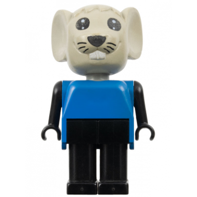 fabuland mouse - mortimer mouse morty light gray head blue top