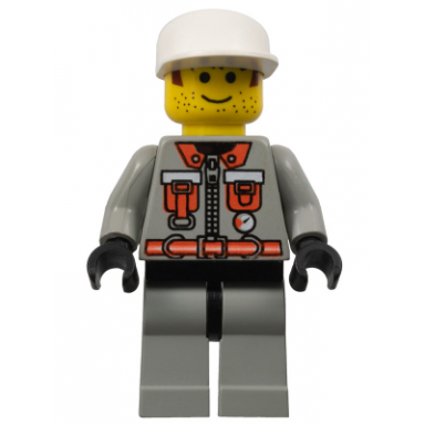 fire - city center 5 light gray legs with black hips white cap brown sideburns