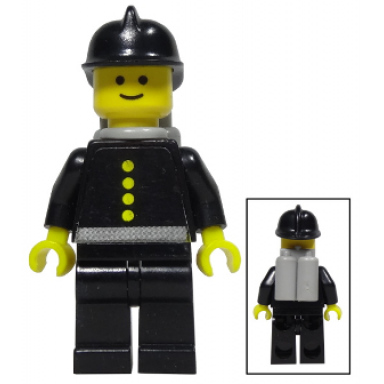 fire - torso sticker with 4 buttons black fire helmet light gray air tanks
