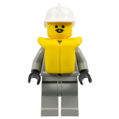 fire - air gauge and pocket light gray legs white fire helmet life jacket