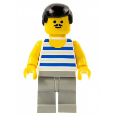 horizontal blue and light green stripes light gray legs black male hair