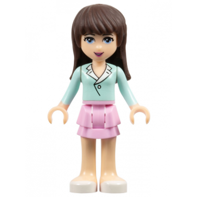 friends sophie - bright pink layered skirt light aqua long sleeve blouse top