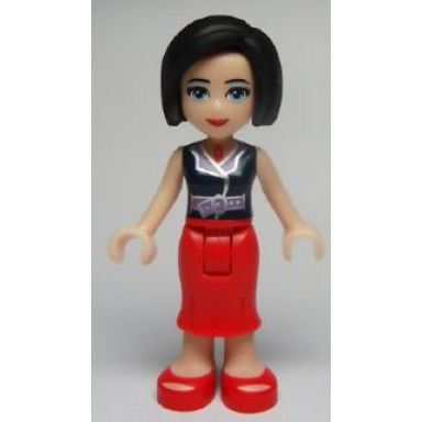 friends anna - red long skirt dark blue sleeveless blouse top