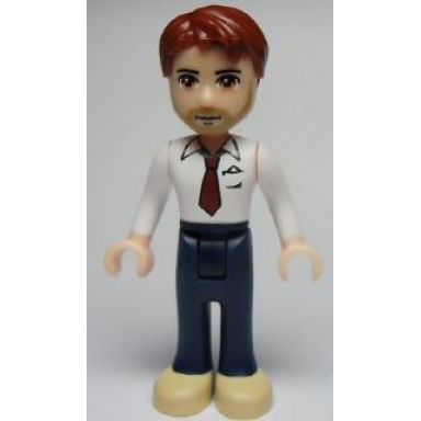 friends peter - dark blue trousers white shirt and red tie dark tan shoes