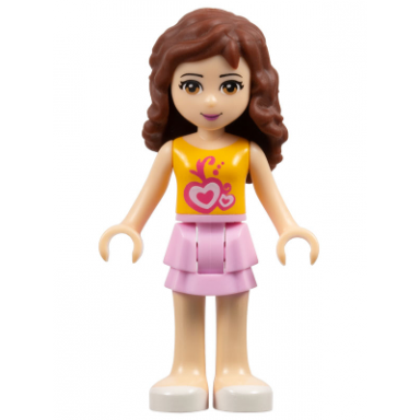 friends olivia light nougat - bright pink layered skirt orange top