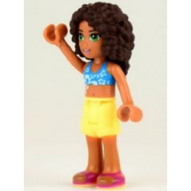 friends andrea - bright light yellow shorts dark azure bikini top
