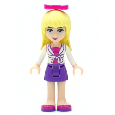 friends stephanie - dark purple skirt magenta top with white jacket magenta bow